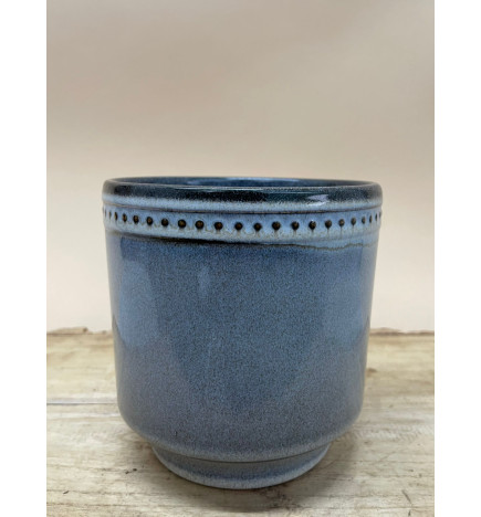 VASO AZUL C/ BOLINHAS PRETAS