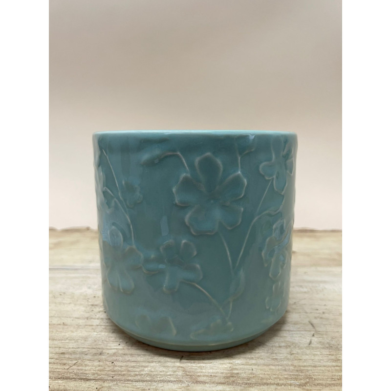 VASO FLORES AZUL