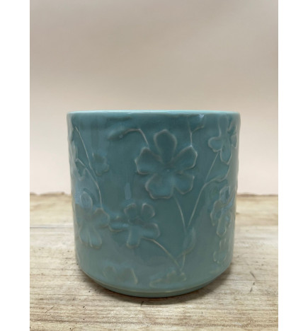 VASO FLORES AZUL